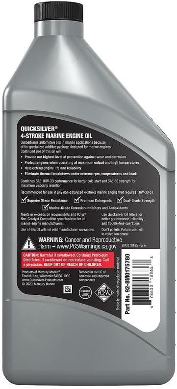 imageQuicksilver 10W30 4Stroke Full Synthetic Marine Engine Oil 1 Quart