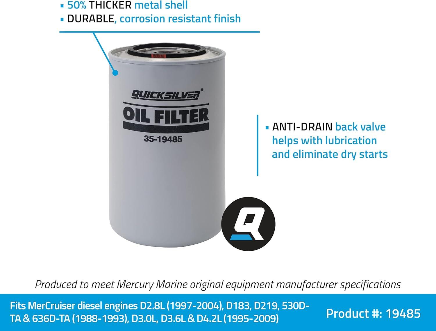 imageQuicksilver 19485 Oil Filter for MerCruiser Diesel Engines
