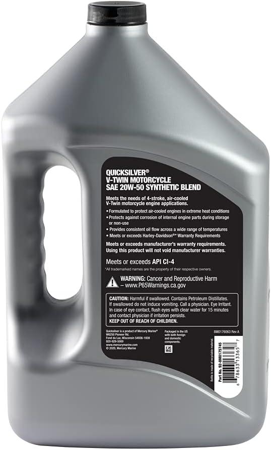 imageQuicksilver 20W50 Synthetic Motorcycle Oil 1 Quart1Gallon