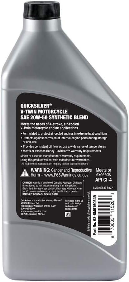 imageQuicksilver 20W50 Synthetic Motorcycle Oil 1 Quart1Quart