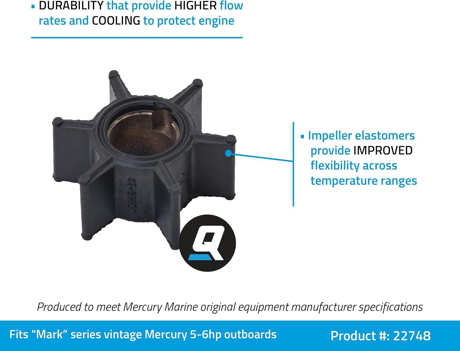 imageQuicksilver 22748 Water Pump Impeller for Vintage Mercury 2Cycle Outboards