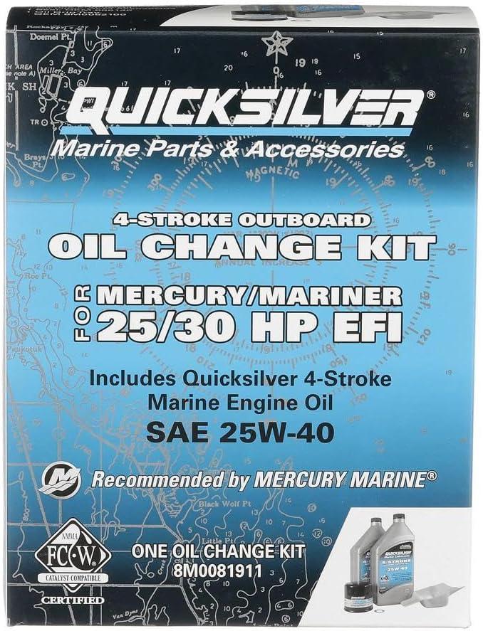 imageQuicksilver 25W40 Oil Change Kit for 4Stroke 25hp and 30hp Mercury EFI Outboards