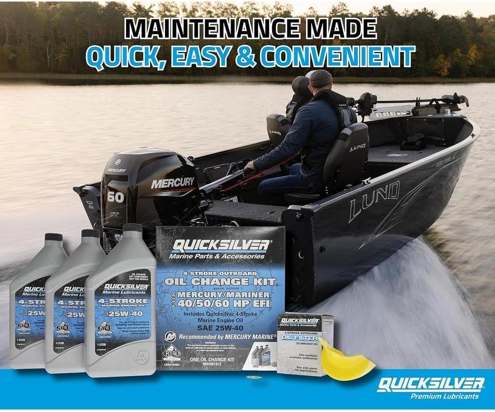 imageQuicksilver 25W40 Oil Change Kit for 4Stroke 40hp 50hp and 60hp Mercury Outboards