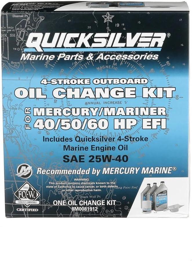 imageQuicksilver 25W40 Oil Change Kit for 4Stroke 40hp 50hp and 60hp Mercury Outboards