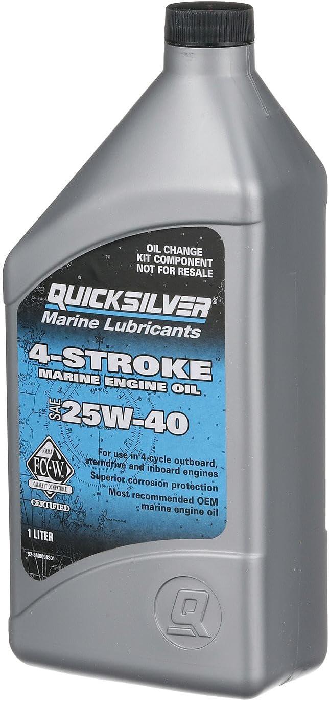 imageQuicksilver 25W40 Oil Change Kit for 4Stroke 75hp 90hp and 115hp Mercury 17L Outboards