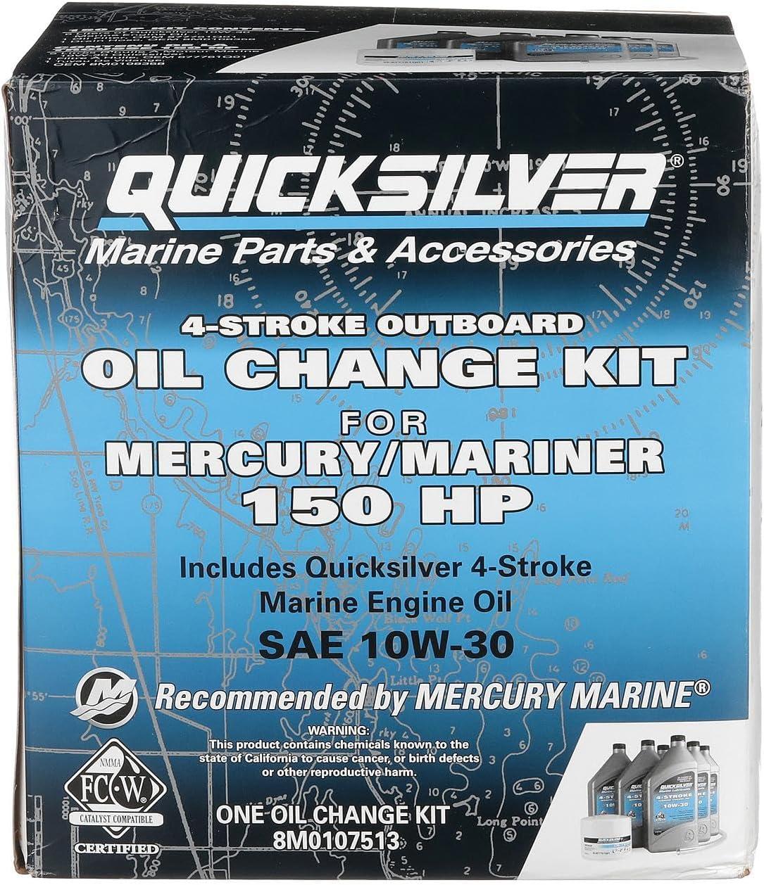 imageQuicksilver 4Stroke Oil Change Kit  for Mercury Outboard Engines  15 20 25 30 40 50 60 75 90 115 150 175 200 225 250 300 350 400 HP150 Hp