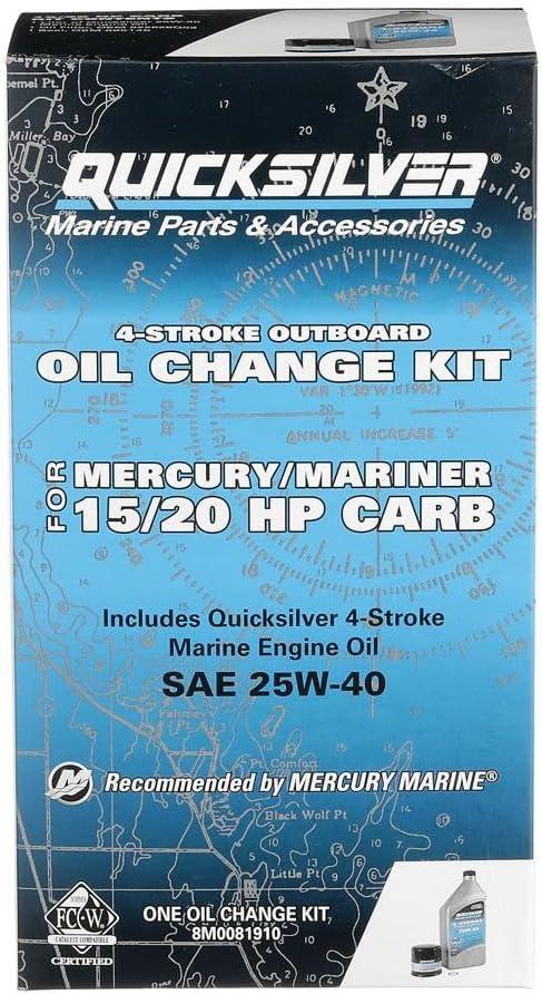 imageQuicksilver 4Stroke Oil Change Kit  for Mercury Outboard Engines  15 20 25 30 40 50 60 75 90 115 150 175 200 225 250 300 350 400 HP1520 Hp