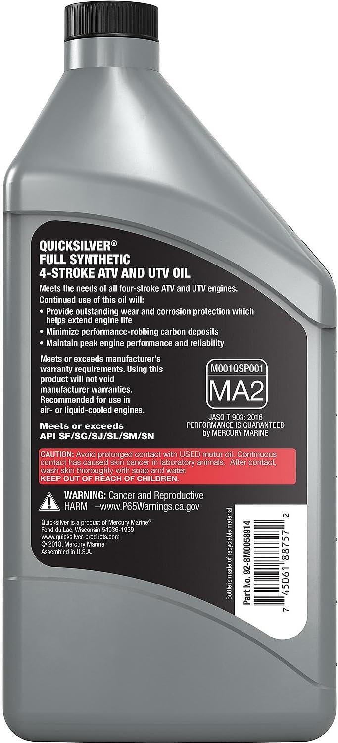imageQuicksilver 5W40 Full Synthetic 4Stroke ATV Engine Oil 1 Quart