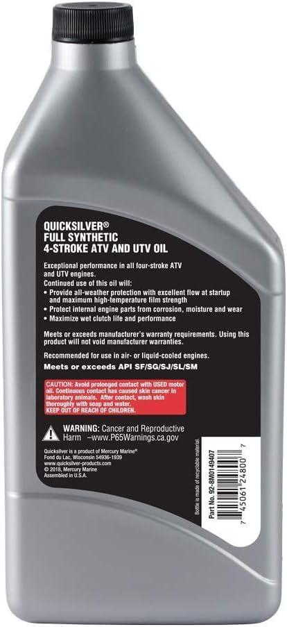 imageQuicksilver 5W50 Full Synthetic 4Stroke ATV UTV Engine Oil 1 Quart