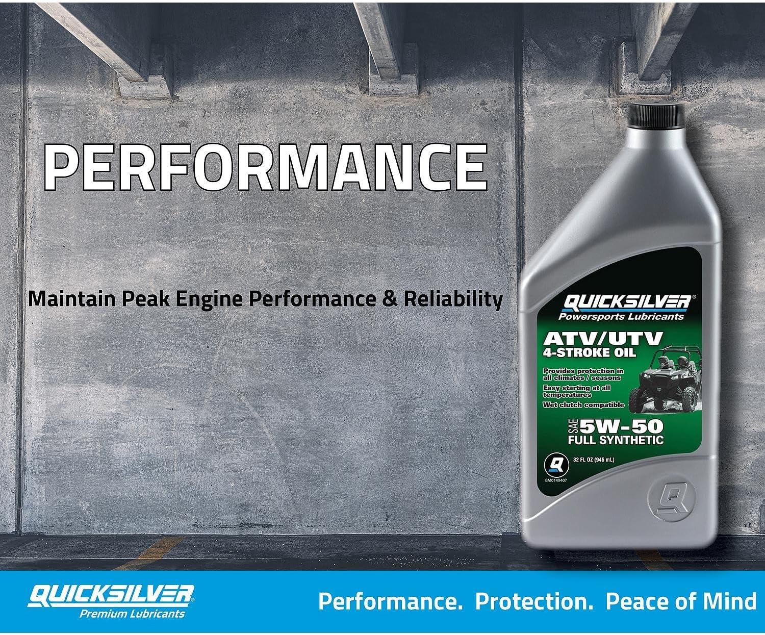 imageQuicksilver 5W50 Full Synthetic 4Stroke ATV UTV Engine Oil 1 Quart