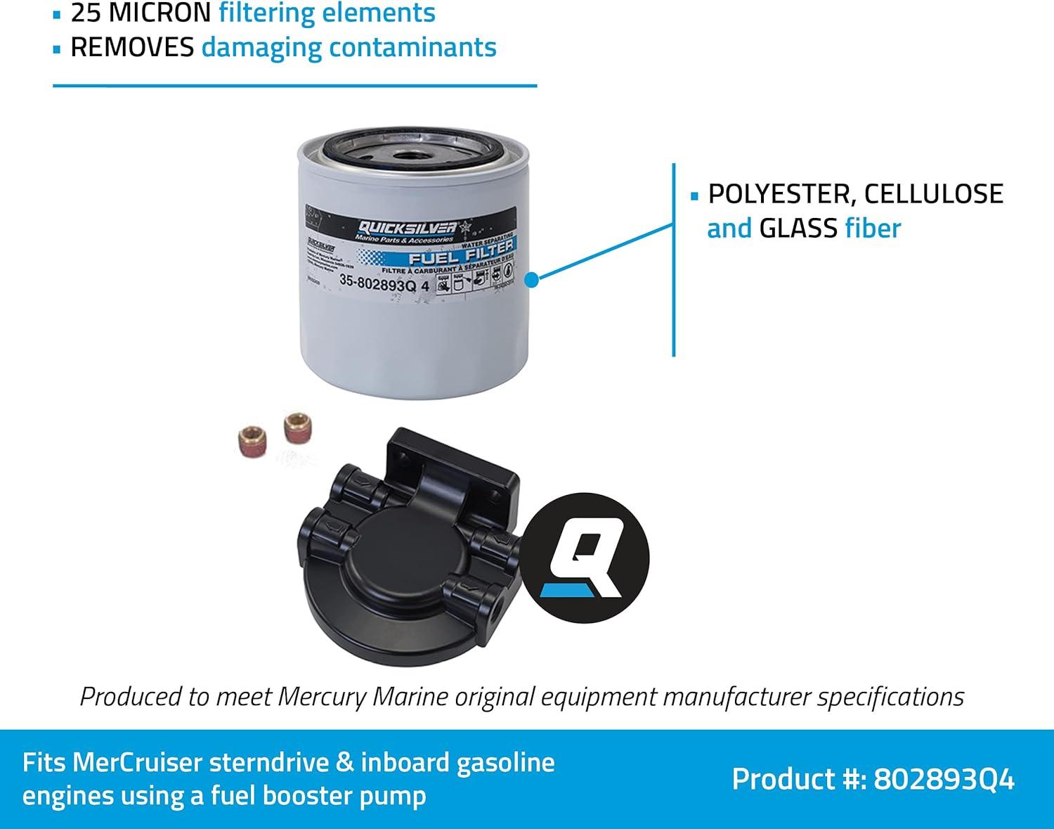imageQuicksilver 802893Q4 Water Separating Fuel Filter Kit for Mercury and Mariner Outboards and MerCruiser Sterndrive and Inboard Engines