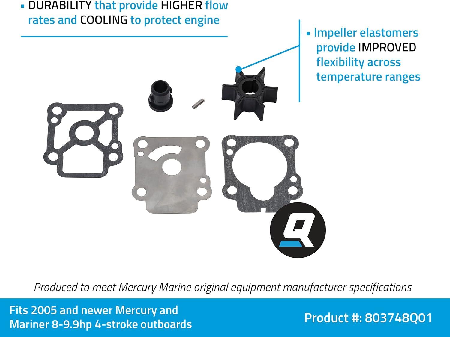 imageQuicksilver 803748Q01 Water Pump Impeller Repair Kit for Mercury and Mariner 899hp 4Stroke Outboards