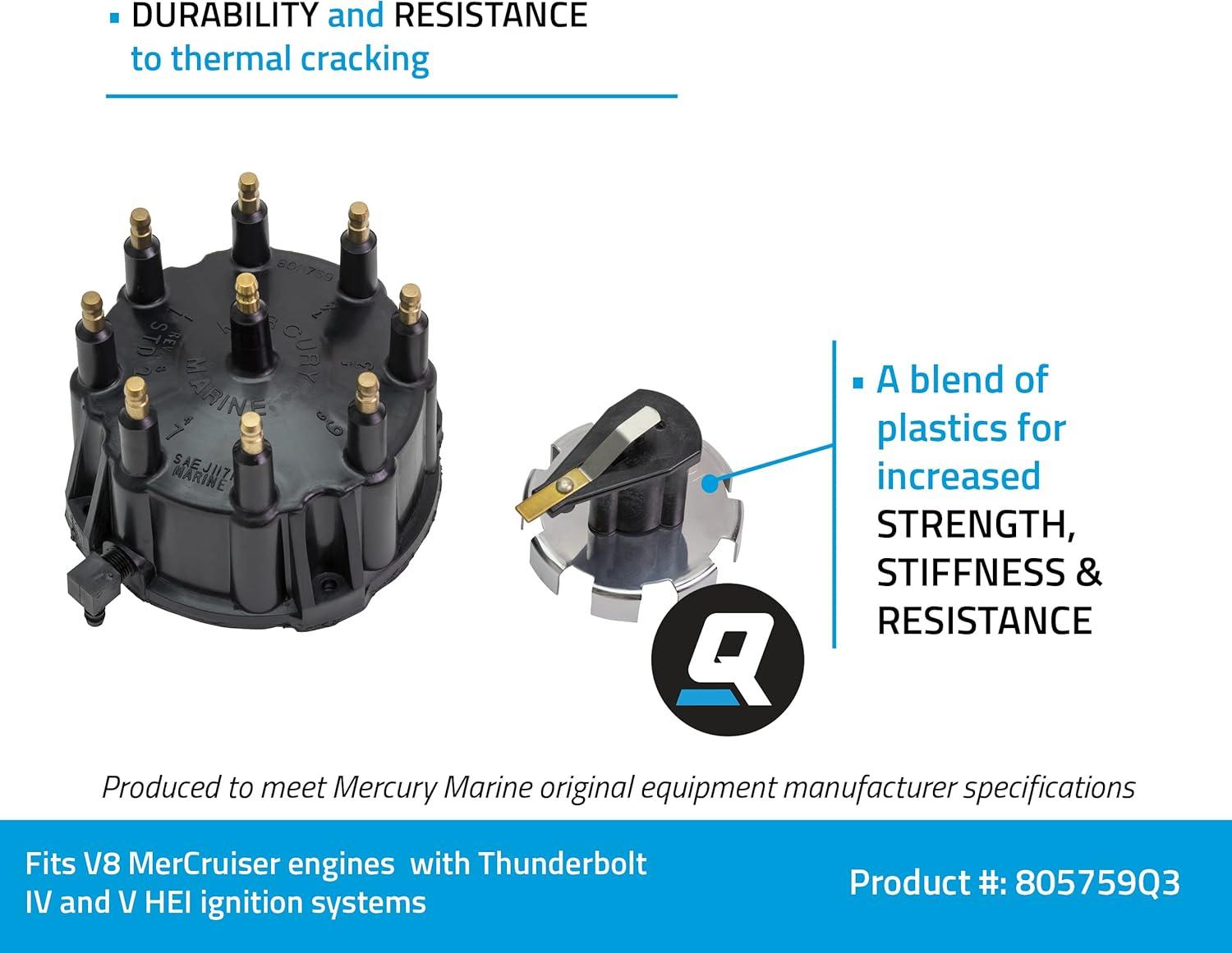 imageQuicksilver 805759Q3 Distributor Cap Kit for Marinized V8 Engines by General Motors wThunderbolt IV and V HEI Ignition Systems