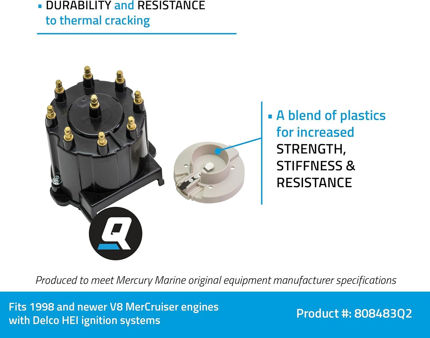 imageQuicksilver 808483Q2 Distributor Cap Kit for Marinized V8 Engines by General Motors wDelco HEI Ignition Systems