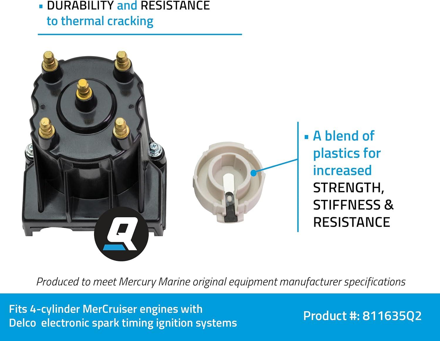 imageQuicksilver 811635Q2 Distributor Cap Kit for Select Marinized 4Cylinder Engines by General Motors wDelco EST Ignition Systems