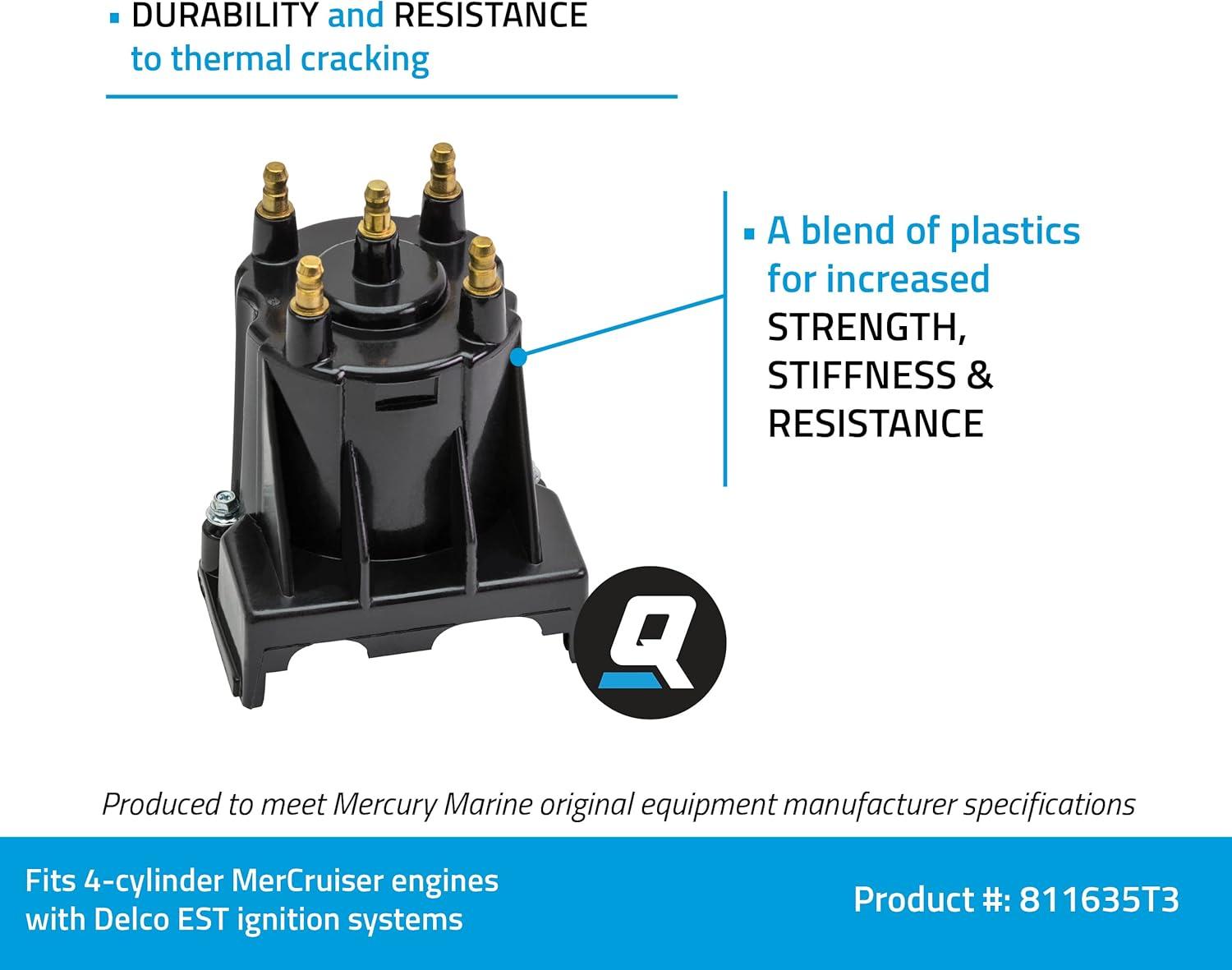 imageQuicksilver 811635T3 Distributor Cap for Marinized 4Cylinder Engines by General Motors wDelco EST Ignition Systems