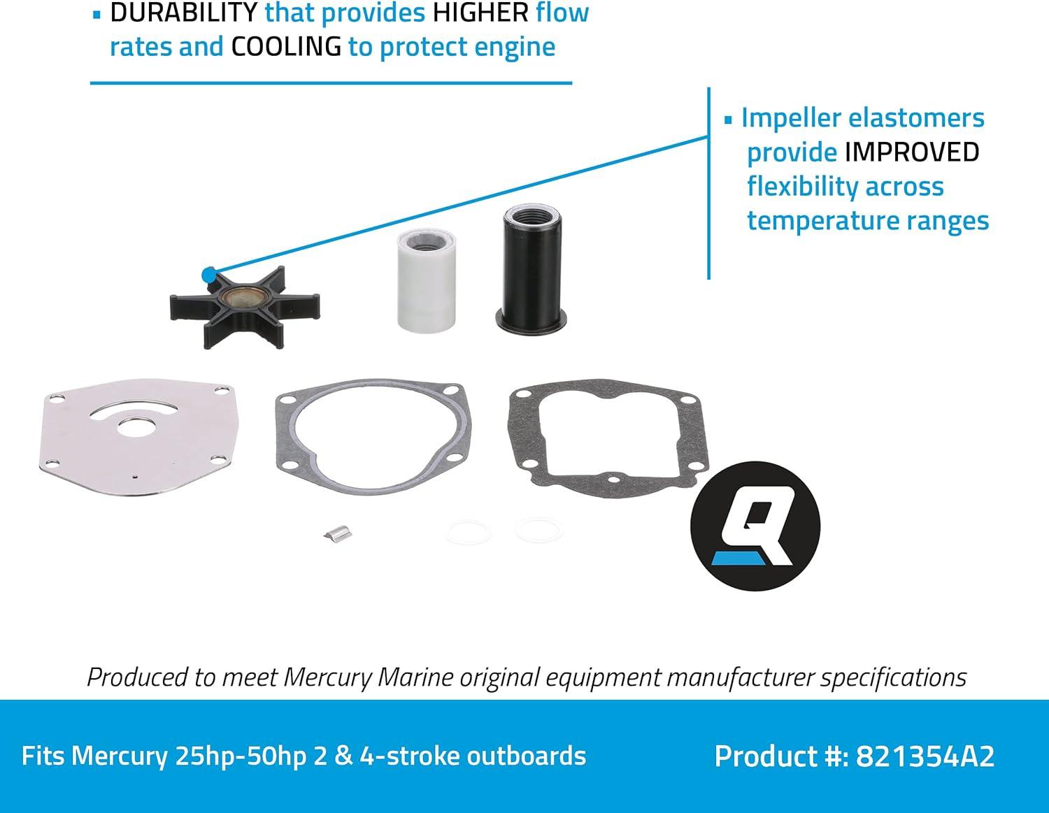 imageQuicksilver 821354A2 Water Pump Repair Kit for Mercury or Mariner 4050 Hp 4Stroke Outboards