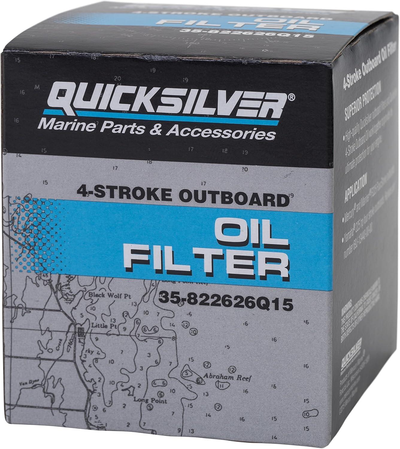 imageQuicksilver 822626Q15 Oil Filter for Select Mercury and Mariner V225 V6 4Stroke Outboards