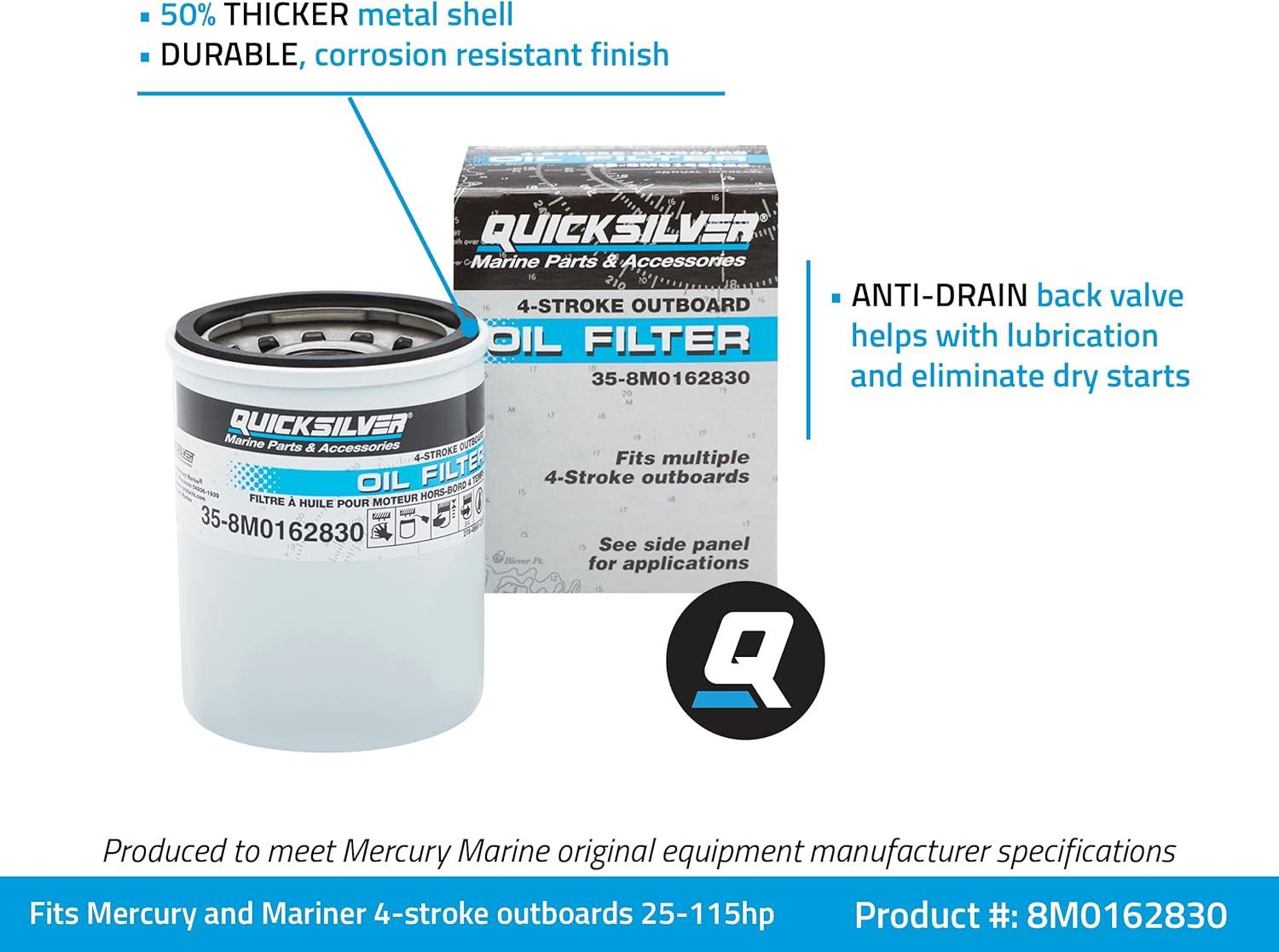 imageQuicksilver 877761Q01 Oil Filter for Select Mercury and Mariner 75115hp Outboards and 150hp EFI 4Stroke Outboards4060HP  75115HP 21L