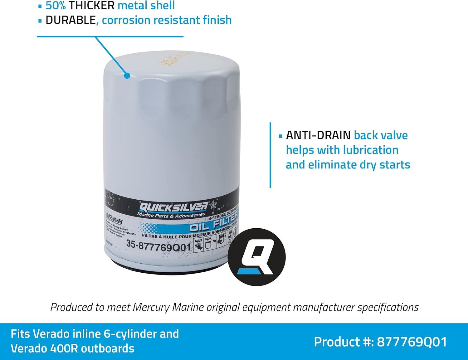 imageQuicksilver 877769Q01 Oil Filter for Mercury Verado 6Cylinder Outboards