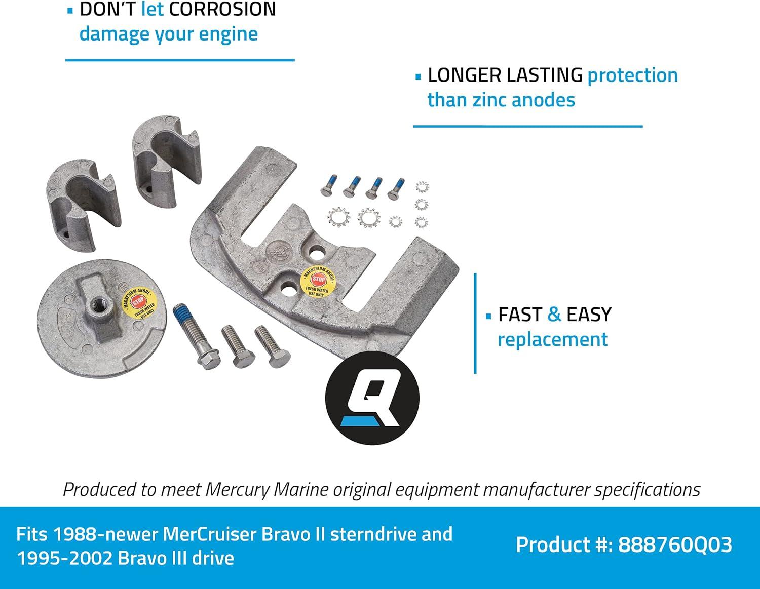 imageQuicksilver 888760Q03 Magnesium Anode Kit for MerCruiser Bravo II and Bravo III Drives