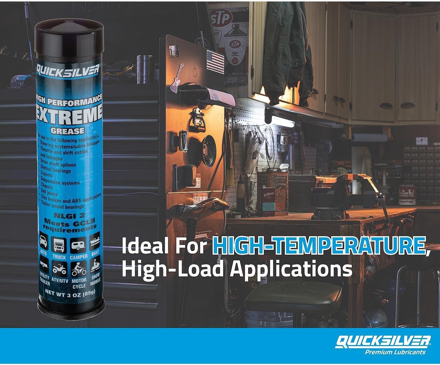 imageQuicksilver 8M0071838 High Performance MultiPurpose Extreme NLGI 2 Marine Grease  8 Oz Tube3oz Cartrides Pack of 3
