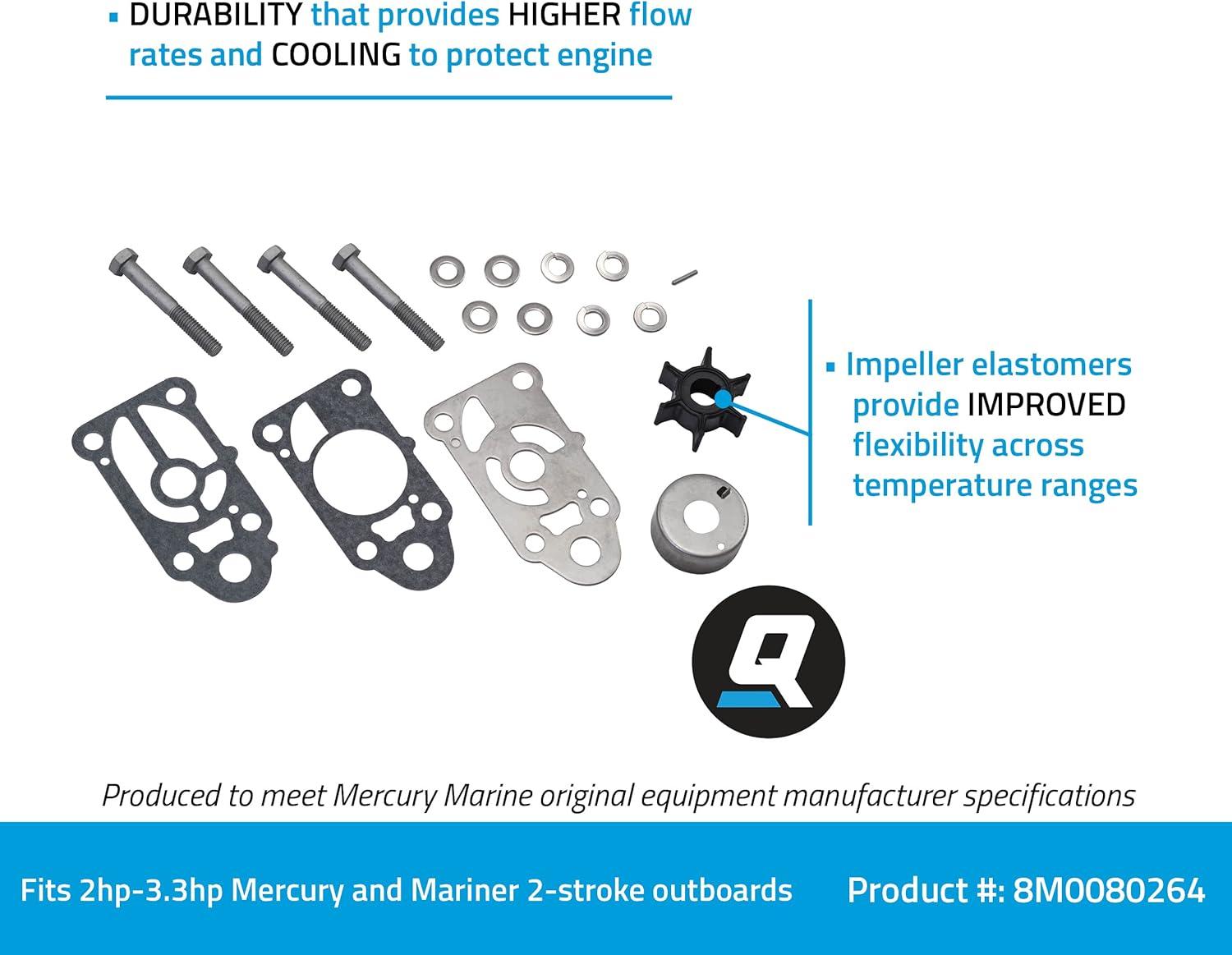 imageQuicksilver 8M0080264 Water Pump Repair Kit for Mercury and Mariner 33 Hp Outboards