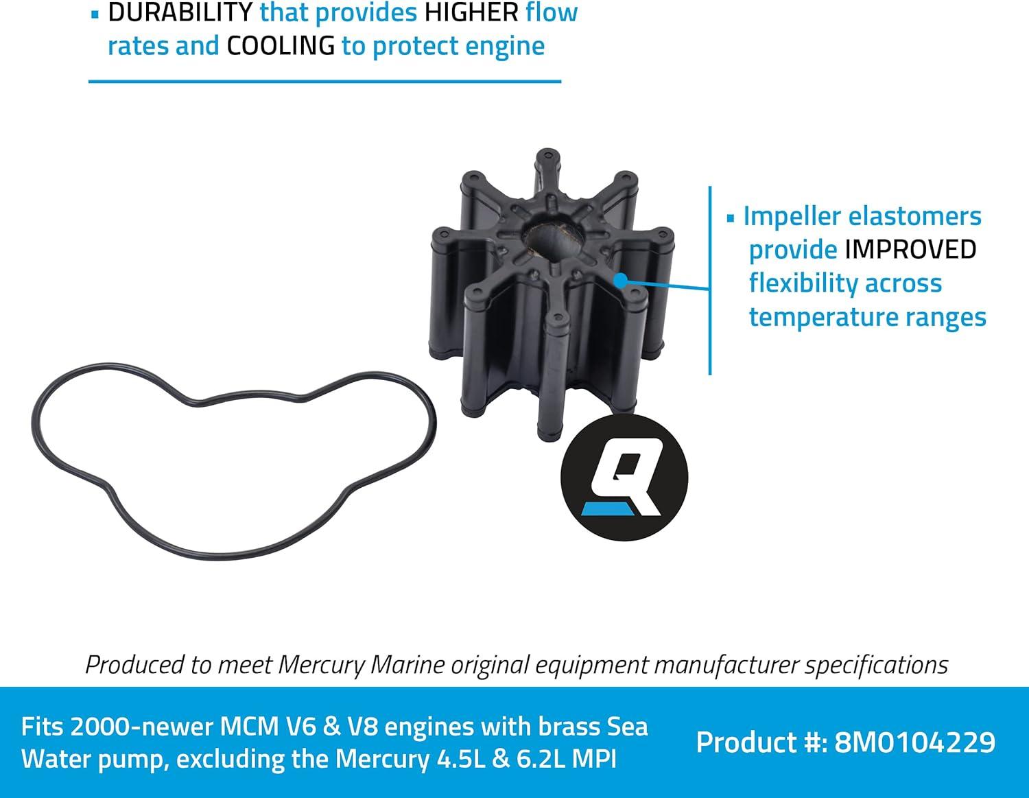 imageQuicksilver 8M0104229 Water Pump Repair Kit for V6 and V8 Powered MerCruiser Stern Drives