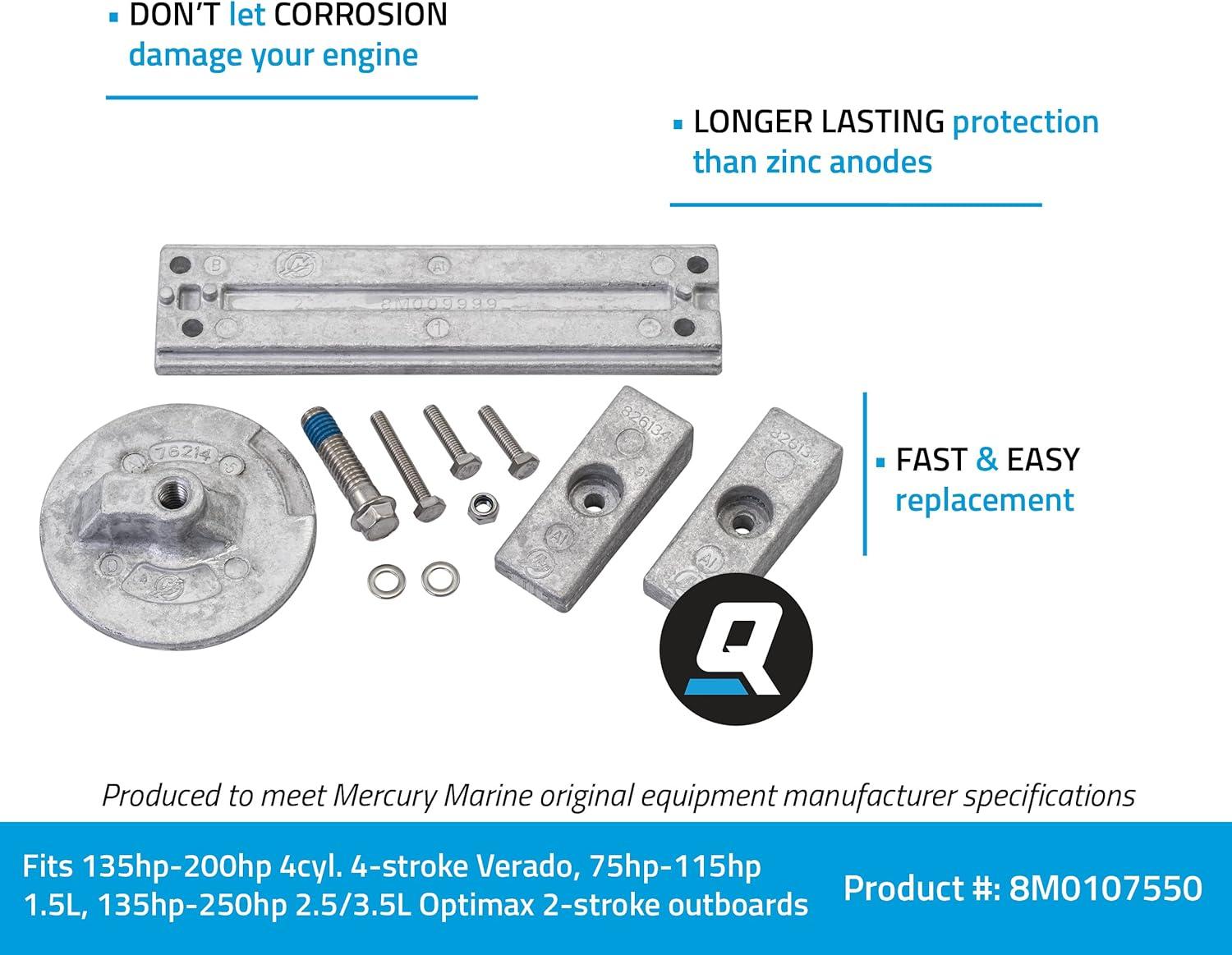 imageQuicksilver 8M0107550 Aluminum Anode Kit for Mercury Verado and Optimax Outboards