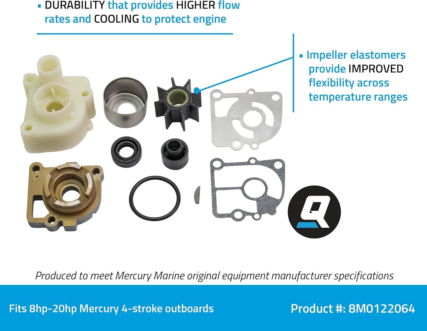 imageQuicksilver 8M0122064 Water Pump Repair Kit for Select Mercury 820 Hp 4Stroke Outboards