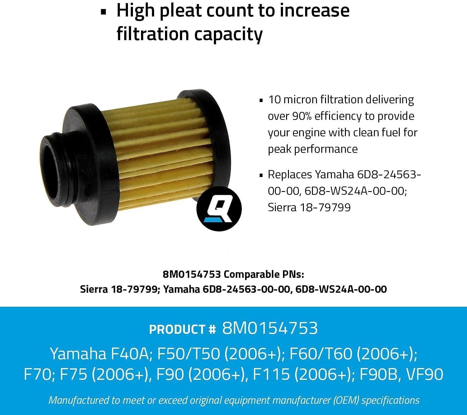 imageQuicksilver 8M0154753 Inline Water Separating Fuel Filter for Select Yamaha 20115hp Outboards