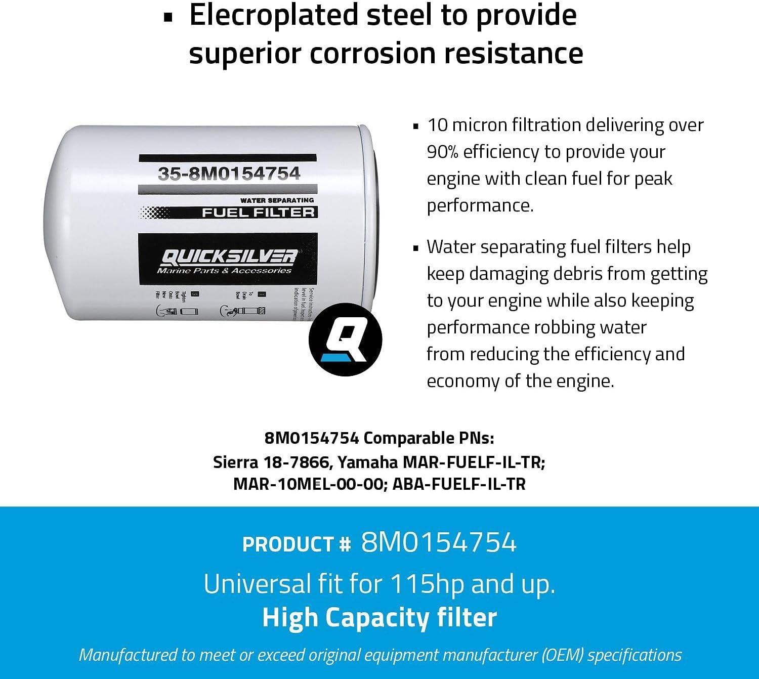 imageQuicksilver 8M0154754 Water Separating Fuel Filter for Select Yamaha 2Stroke and 4Stroke Outboards