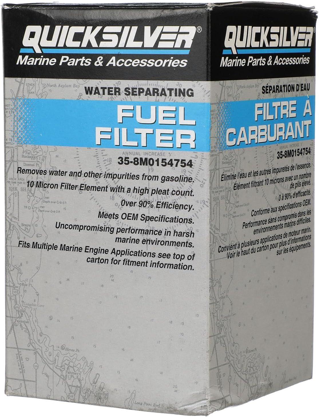 imageQuicksilver 8M0154754 Water Separating Fuel Filter for Select Yamaha 2Stroke and 4Stroke Outboards