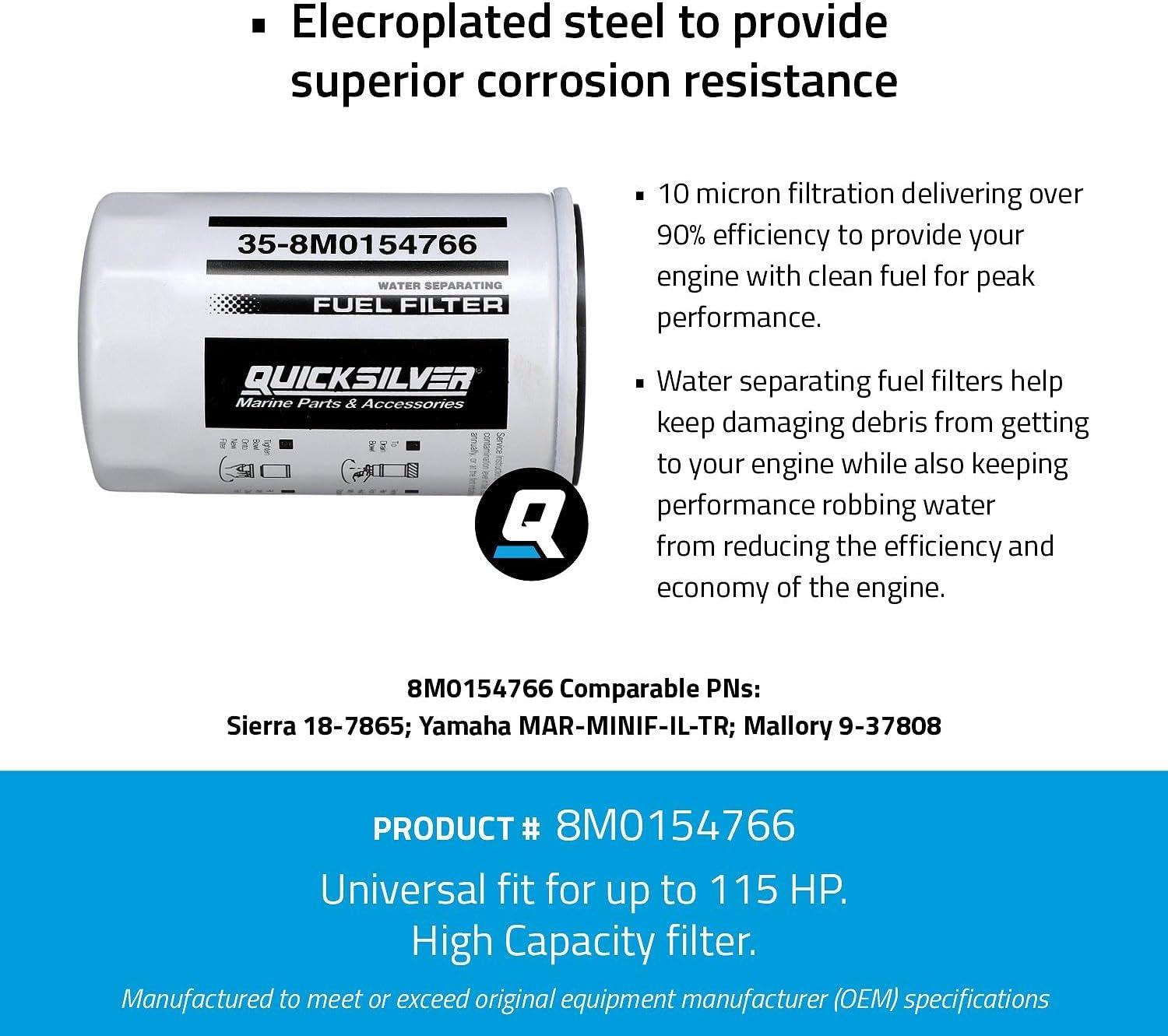 imageQuicksilver 8M0154766 Water Separating Fuel Filter for Select Yamaha 2Stroke ampamp 4Stroke Outboards
