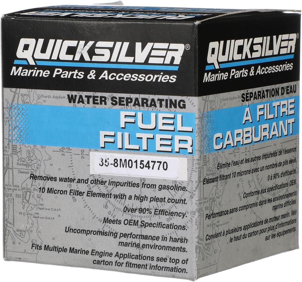 imageQuicksilver 8M0154770 Water Separating Fuel Filter for Select Volvo Penta Cobra EFI Johnson and Evinrude 100300hp Outboards
