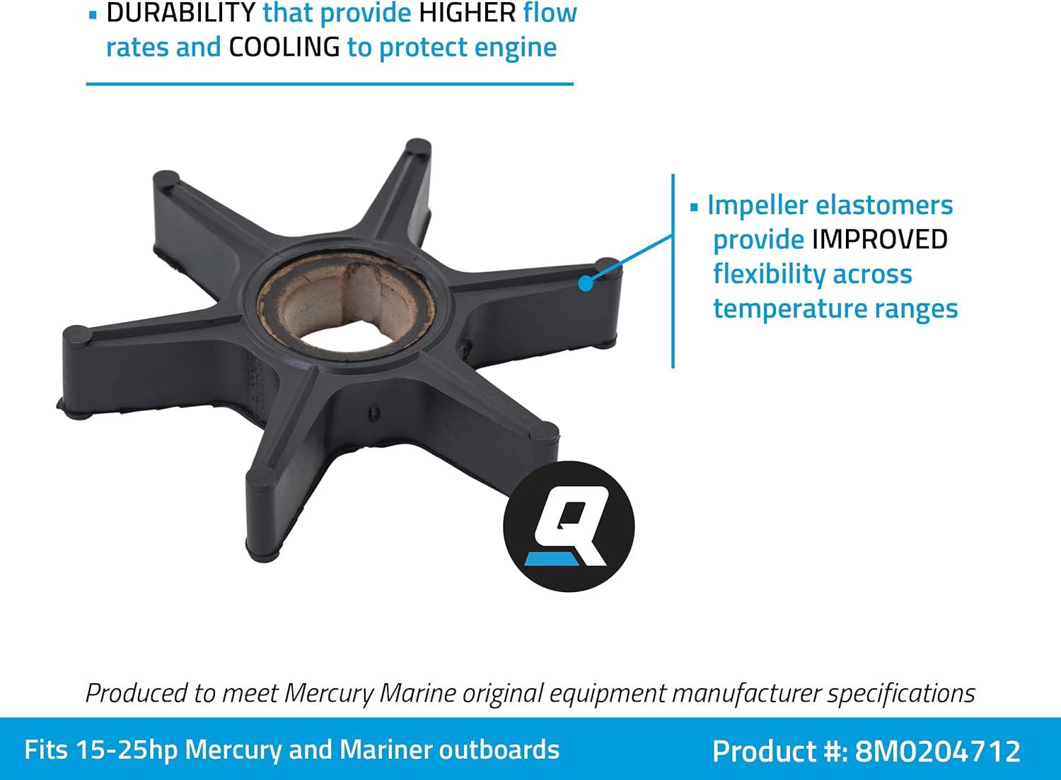 imageQuicksilver 8M0204712 Water Pump Impeller for Mercury and Mariner 1525 Hp Outboards