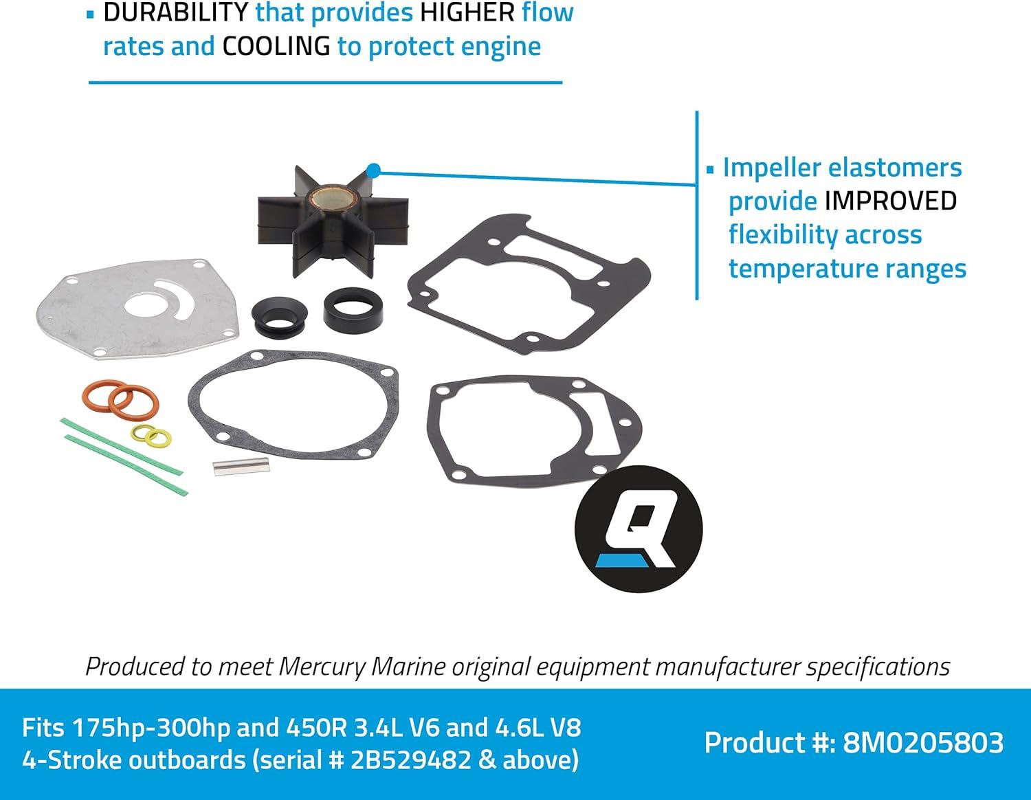 imageQuicksilver 8M0205803 Water Pump Repair Kit for Select Mercury 4Stroke Outboards