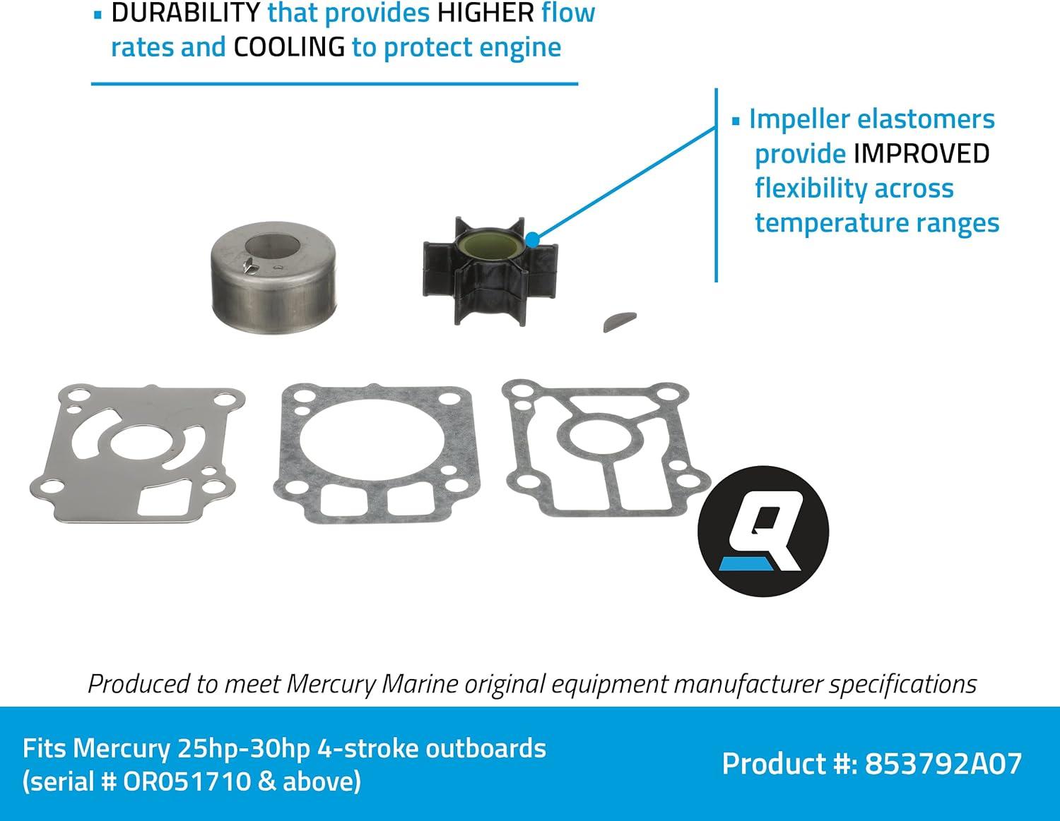 imageQuicksilver 8M0208905 Water Pump Repair Kit for Select Mercury or Mariner 2530hp 4Stroke Outboards