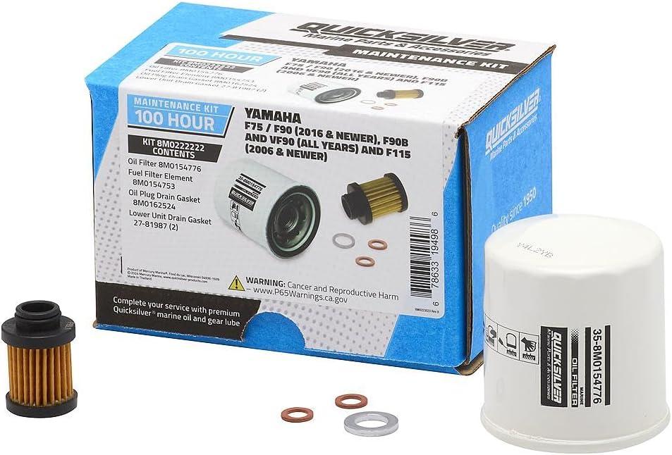 imageQuicksilver 8M0222222 100 Hour Maintenance Kit Yamaha F75F90 F90B ampamp VF90 and F115