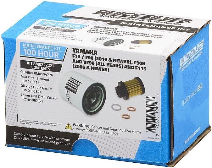 imageQuicksilver 8M0222222 100 Hour Maintenance Kit Yamaha F75F90 F90B ampamp VF90 and F115