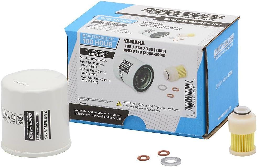 imageQuicksilver 8M0222280 100 Hour Maintenance Kit Yamaha F50F60T60 and F115