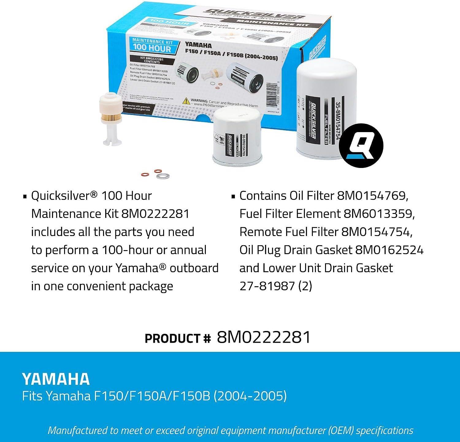 imageQuicksilver 8M0222281 100 Hour Maintenance Kit Yamaha F150F150AF150B