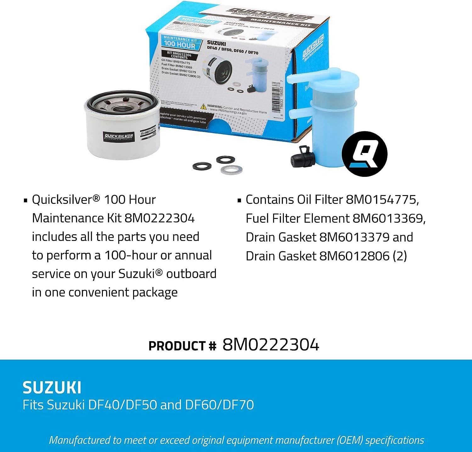 imageQuicksilver 8M0222304 100 Hour Maintenance Kit Suzuki DF40DF50 and DF60DF70