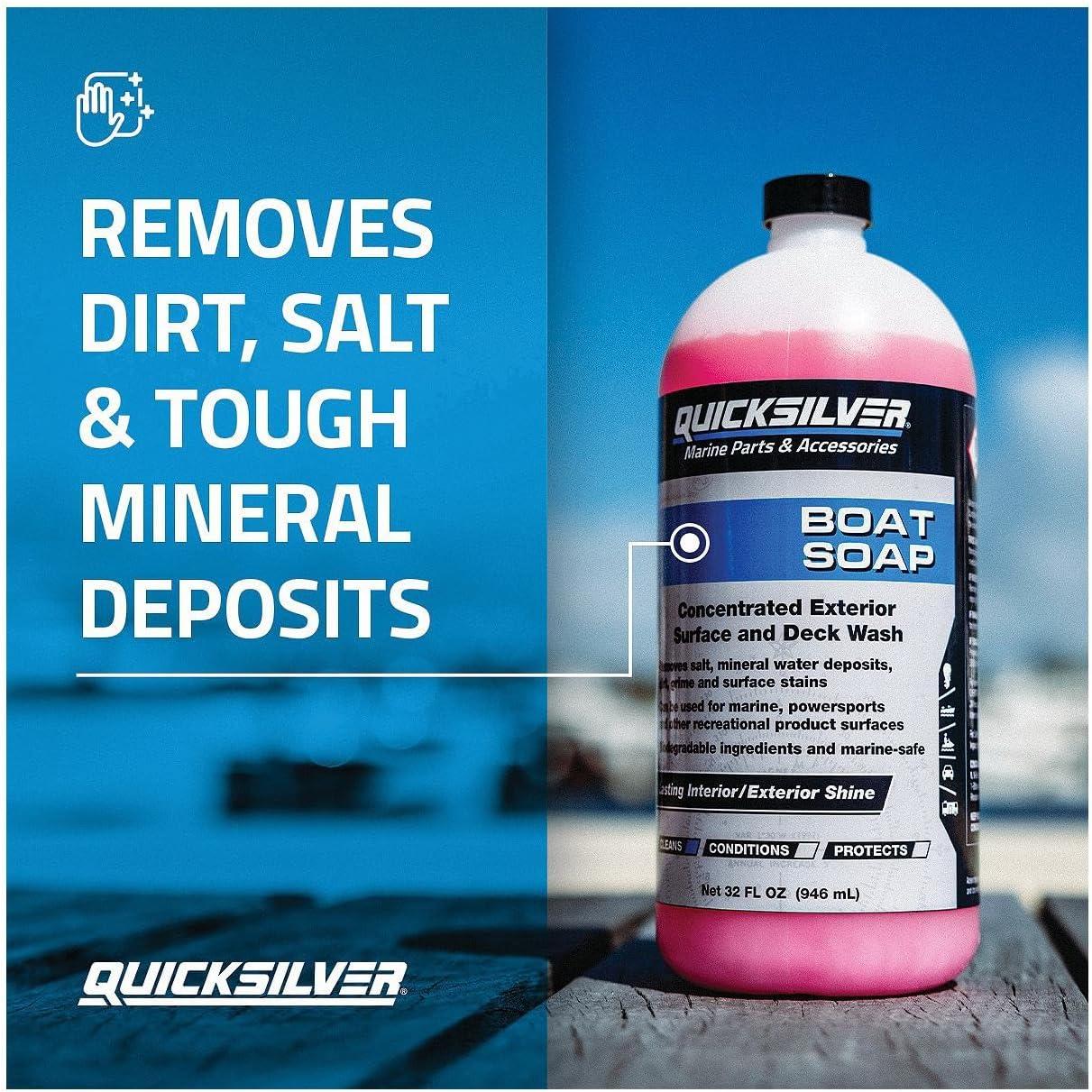 imageQuicksilver 8M0224418 Screen ampamp Glass Cleaner for Marine Electronics Windshields and Mirrors 8 ozBoat Soap