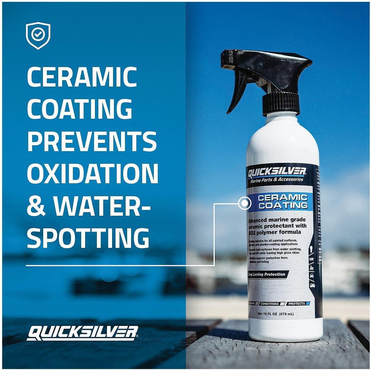 imageQuicksilver 8M0224418 Screen ampamp Glass Cleaner for Marine Electronics Windshields and Mirrors 8 ozCeramic Coating