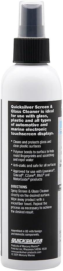 imageQuicksilver 8M0224418 Screen ampamp Glass Cleaner for Marine Electronics Windshields and Mirrors 8 ozScreen  Glass