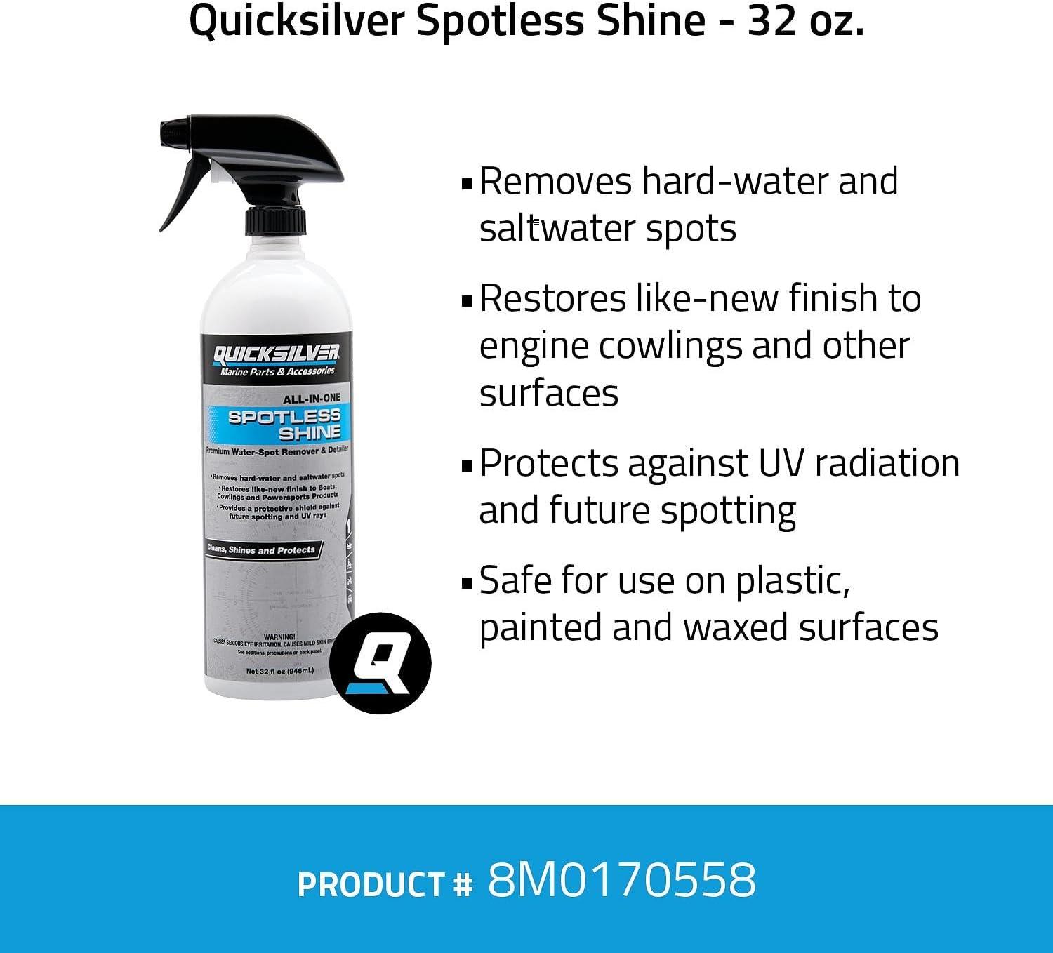 imageQuicksilver 8M0224418 Screen ampamp Glass Cleaner for Marine Electronics Windshields and Mirrors 8 ozSpotless Shine