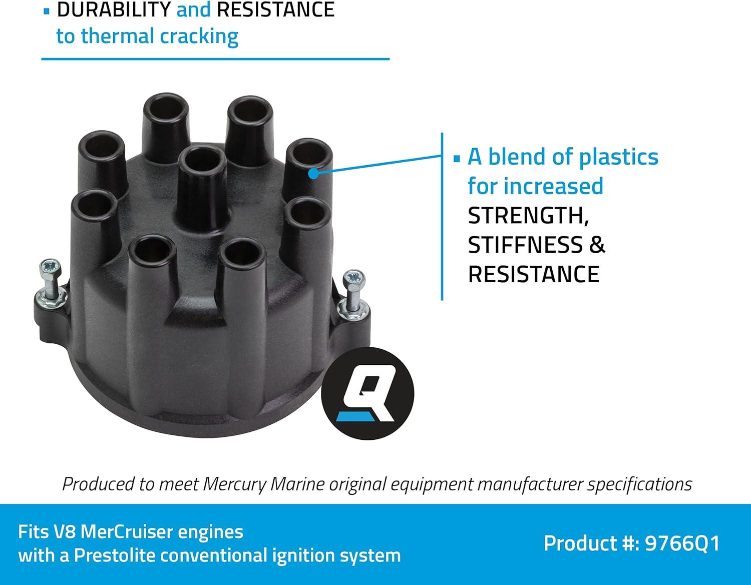 imageQuicksilver 9766Q1 Distributor Cap for V8 MerCruiser Engines by General Motors with Prestolite Conventional Ignition Systems