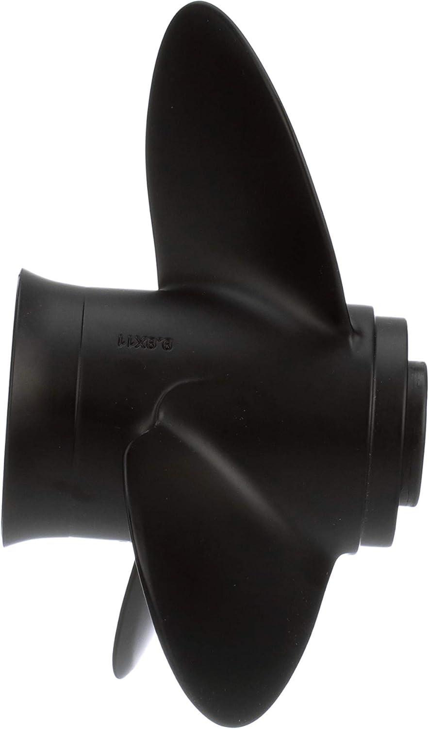imageQuicksilver Black Diamond 3Blade Aluminum Propeller  For Yamaha Honda Evinrude and Johnson Engines20 HP  30 HP Yamaha w10tooth Spline
