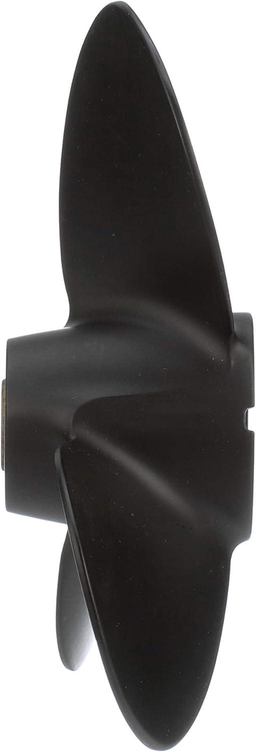 imageQuicksilver Black Diamond 3Blade Aluminum Propeller  For Yamaha Honda Evinrude and Johnson Engines8 HP  14 HP Various MakesModels wPin Drive